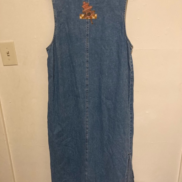 Beverly’s Pumpkin Fall Vintage Denim Sleeveless Jumper Dress Women’s Size 14 - Picture 4 of 5